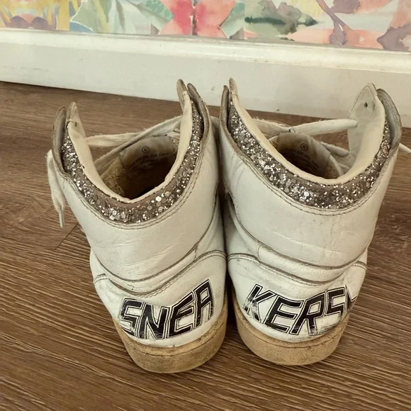 Golden Goose Sky Stars with signature on the ankle